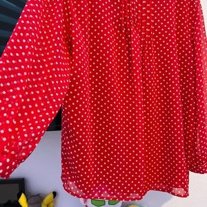 Polka dot red long sleeve blouse
